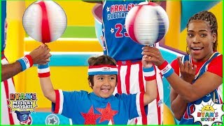 Ryan learns Trick Shots with Harlem Globetrotters on Ryans Mystery Playdate Episode [upl. by Ellerahs548]