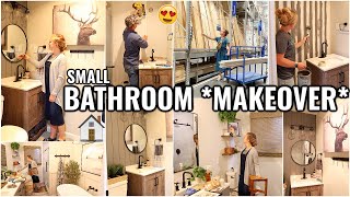 SMALL BATHROOM MAKEOVERACCENT WALL NEW HOUSE PROJECTS amp DIY BATHROOM TRANSFORMATION [upl. by Sanyu]