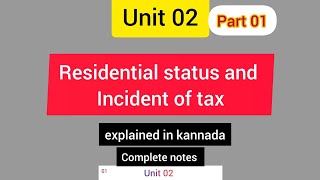 5th sem bcom income tax Unit 02residential status and incident of tax [upl. by Millar]