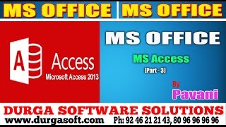 MS office Tutorial  Ms Access Part 3 by Pavani [upl. by Hoang]