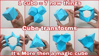 A cube can transform into 7 more things  Amazing transforming cube  Best Transformation Origami [upl. by Ahsoem889]