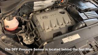 VW Tiguan TDI 2012 Diesel Particulate Filter DPF Pressure Sensor Location [upl. by Grover]