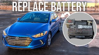 How to EASILY Replace the Battery  Hyundai Elantra 2017  2018 [upl. by Zola]