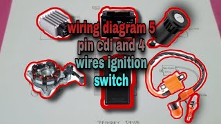 starting system wiring diagram 4 wires ignition switch 5 pins cdi [upl. by Toland]