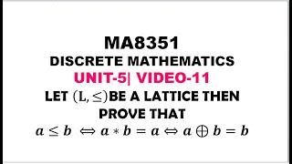 A PROBLEM ON LATTICES  DISCRETE MATHEMATICS  UNIT5 VIDEO11 [upl. by Aitas550]