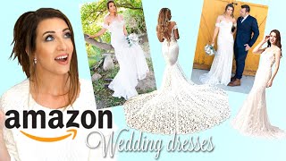 AMAZON WEDDING DRESSES Affordable wedding dress tryon haul and review [upl. by Dobrinsky]