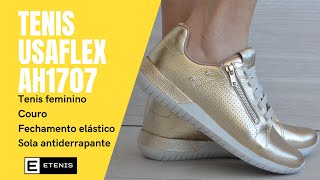 Tênis Casual Feminino Couro Conforto Usaflex AH1707 Dourado [upl. by Ellan]