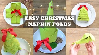 5 Beautiful Christmas Napkin Folds  6 minute video tutorial  Episode 38 [upl. by Leumek]