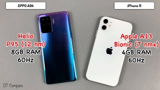 OPPO A94 vs iPhone 11 Speed Test Camera Test Display Test [upl. by Farman936]