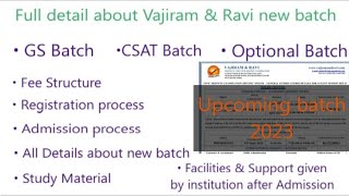 Vajiram amp Ravi IAS upcoming batch full detail  fees  starting date  time  admission process [upl. by Cheung]