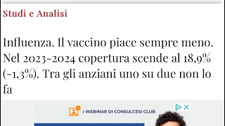 Influenza Il vaccino piace sempre meno Nel 20232024 copertura scende al 189 13 [upl. by Wymore]