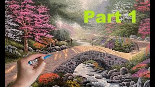 How To Paint A Landscape Like Thomas Kinkade Everetts Cottage [upl. by Percy]