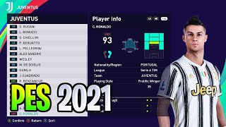 JUVENTUS Players Faces and Ratings  PES 2021 [upl. by Avid]