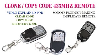 Copy  Clone remote duplicator 433Mhz Copy code Clear code and Recovery code method instructions [upl. by Benedick836]