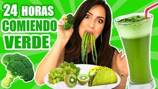 24 HORAS COMIENDO VERDE  RETO SandraCiresArt  All Day Eating Green Food Challenge [upl. by Inaflahk]