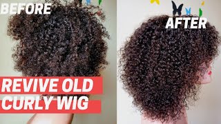 HOW TO REVIVE REVAMP OLD CURLY WIG AND MAKE IT LOOK NEW [upl. by Zacherie]