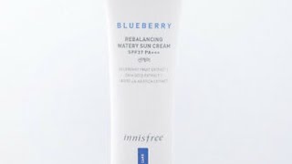 Innisfree Blueberry Rebalancing Watery Sun Cream SPF37 PA Review [upl. by Carberry]