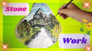 Discover how I use a small STONE to paint this stunning landscapeLearning something new every day [upl. by Eeral607]