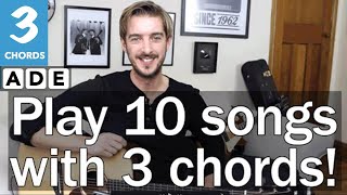 Play TEN guitar songs with three EASY chords E A amp D  3 Chord Songs on Guitar [upl. by Acinorav206]