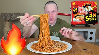 Samyang 3x Spicy Nuclear Fire Noodles Challenge [upl. by Junna]