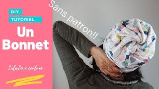 Tuto coudre un bonnet facile sans patron Sewing beanie hat with no pattern [upl. by Eatnom]