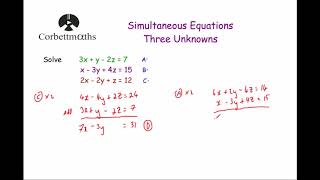 Simultaneous Equations with Three Unknowns [upl. by Narual]