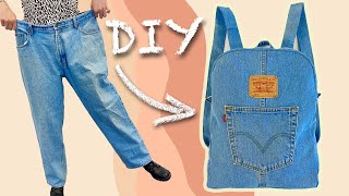 DIY JEANS BACKPACK  RECICLANDO PANTALONES  COMO HACER UNA MOCHILA DESDE CERO [upl. by Gona]