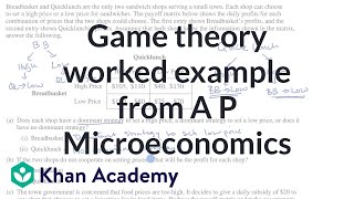 Game theory worked example from A P Microeconomics [upl. by Ruomyes434]