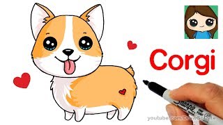 How to Draw a Corgi Easy  Cartoon Dog [upl. by Weksler]