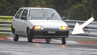 The Crazy Citroen AX flat OUT on the Nurburgring Nordschleife [upl. by Enej224]