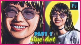 Photoshop Tutorial  Vexel Art Portrait  PART 1 LINE [upl. by Adias]