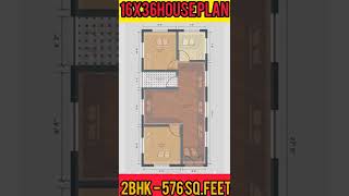 16 x 36 small house plan I 16 x 36 ghar ka naksha I 16 X36 Home Plan  576 SQ FT HOUSE PLANS Shorts [upl. by Sakmar]