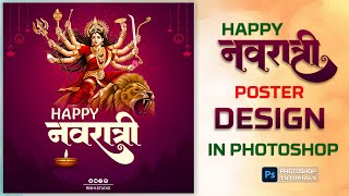 Happy Navratri  Social Media Poster Design in Photoshop  Photoshop Tutorials [upl. by Suinuj943]