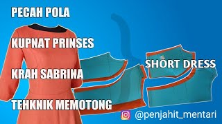 MEMBUAT POLA BAJU WANITA  PECAH POLA DRESS SABRINA [upl. by Thin866]