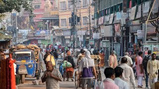 Walking in the busy streets of Varanasi  India 4K [upl. by Rasia]