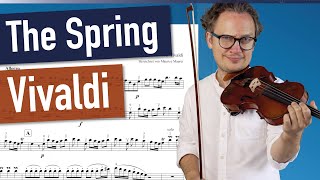 A Vivaldi The Spring  The Four Seasons 1 Movement  violin sheet music  piano accompaniment [upl. by Rhynd]