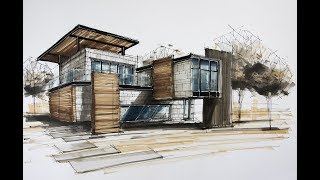 architecture sketching house 8 [upl. by Nasho]