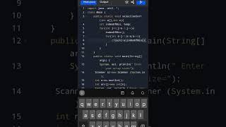 Selection Sort in java 😍😍code java code [upl. by Dre]