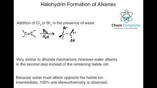 Halohydrin Formation of Alkenes [upl. by Enella]