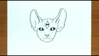 How to Draw DEMONIC CAT [upl. by Htebsil985]