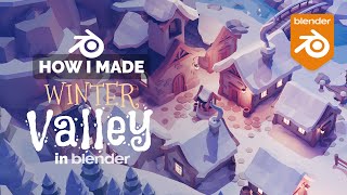 Winter Low Poly Village in Blender  3D Modeling Process  Polygon Runway [upl. by Semajwerdna]