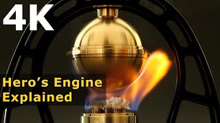 4K  Heros Engine Explained Aeolipile Ancient Steam Turbine  Live Steam [upl. by Kronick]