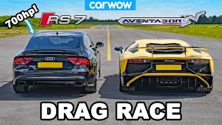 Lamborghini Aventador vs 700hp Audi RS7  DRAG RACE [upl. by Hay]