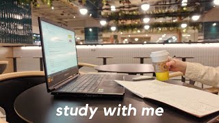 STUDY WITH ME AT A CAFE  1hour realtime study coffee shop ambiance asmr with background noise [upl. by Alcine]