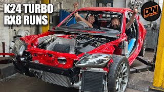 K24 Turbo Mazda RX8 runs Dynotorque Track Car Build  Part 4 [upl. by Nimzay904]