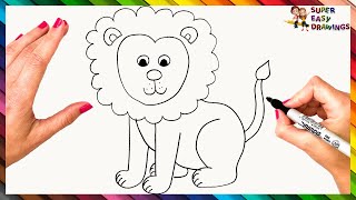 How to draw a Lion Face Lion Head Easy Draw Tutorial [upl. by Becka]