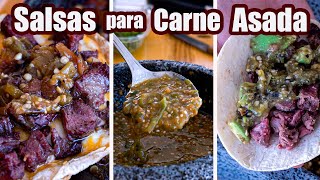 SALSAS para CARNE ASADA  3 Recetas  TOQUE Y SAZON [upl. by Araj]