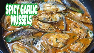 SPICY GARLIC GREEN LIP MUSSELS  SPICY GARLIC GREEN SHELL MUSSELS  SPICY TAHONG RECIPE [upl. by Hnilym]