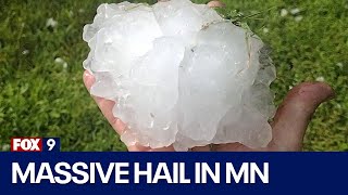 Massive hailstone in western Minnesota may tie state record [upl. by Estas]