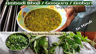 Ambadi Bhaji I Gongura Curry I Ambari Sabji I Easy Recipe I Chatpati Sabji I Hindi Video by Grandma [upl. by Laina]